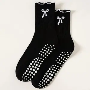 Long Tube Bow Sports Socks, Breathable Comfort, Suitable for Pilates, Fitness, Dance, Outdoor Sports