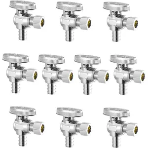 VEVOR 10-Pack Angle Stop Valve, 1/4 Turn Water Shut Off Valves, 1/2 Nominal (5/8 OD) Compression Inletx 3/8 OD Compression Outlet Shutoff Valve for Bathroom Kitchen Toilet Shower PlumbingVEVOR Super Brand Day