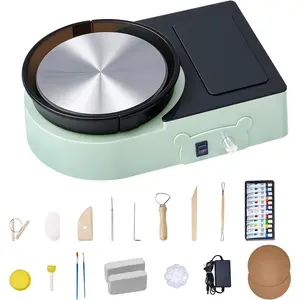 VEVOR Pottery Wheel for Kids and Adults - Complete Pottery Kit with 6" Turntable Clay Art Supplies Sculpting Tools, Mini Clay Making Pottery Wheel with Storage Design, Crafts Christmas Gifts, Green