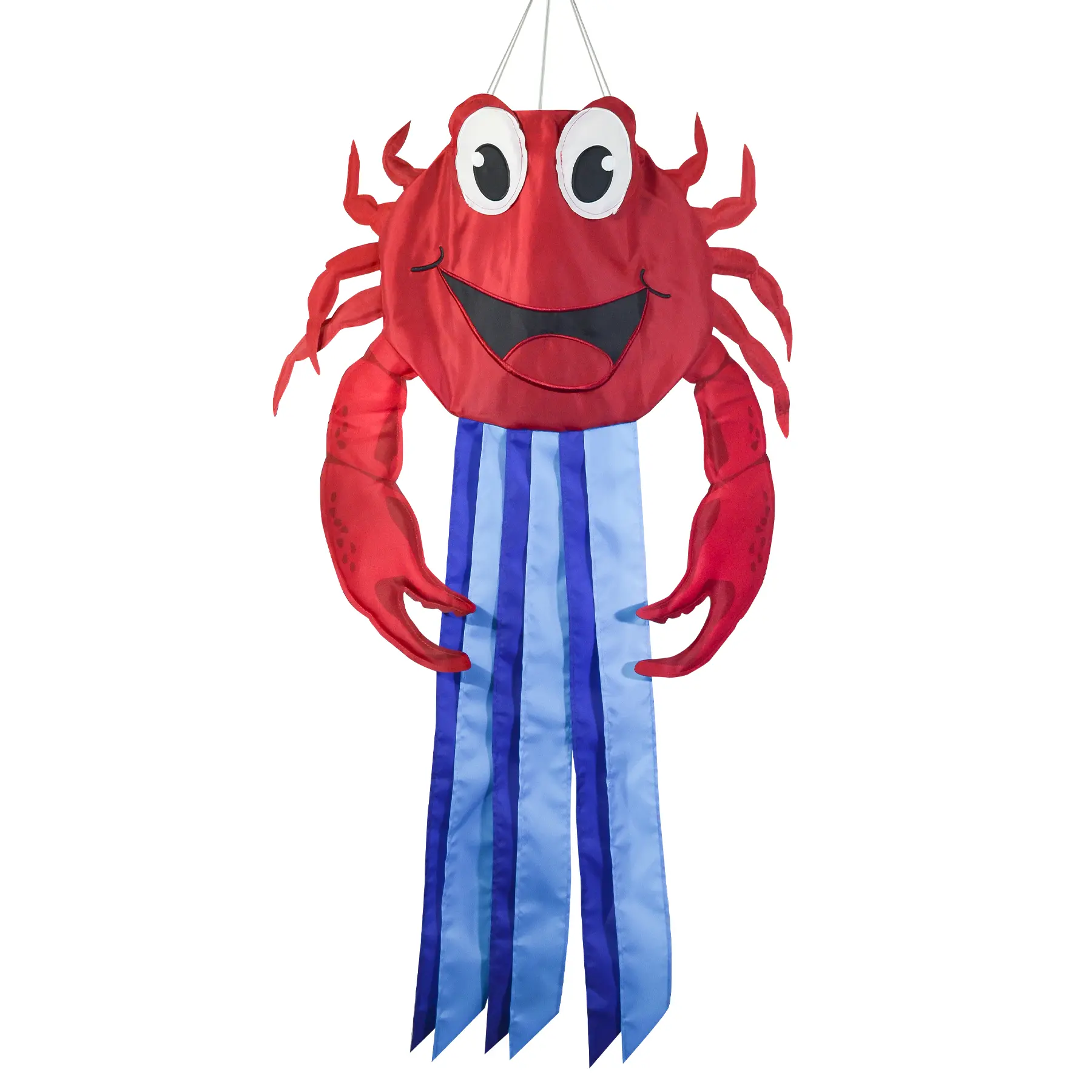 In the Breeze Crab Windsock - 2D Top with 6 Color-Coordinated Tails, Snap Swivel, Detailed Design, Durable Fade-Weather Resistant Yard Garden Decor