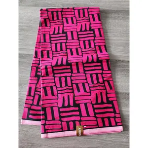 Pink and Black Ankara Print Fabric