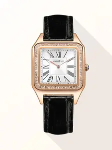 Women's Vintage Rose Gold Quartz Watch, Business Luxury Style, Precision Timekeeping, Waterproof Dustproof, Suitable for All Occasions