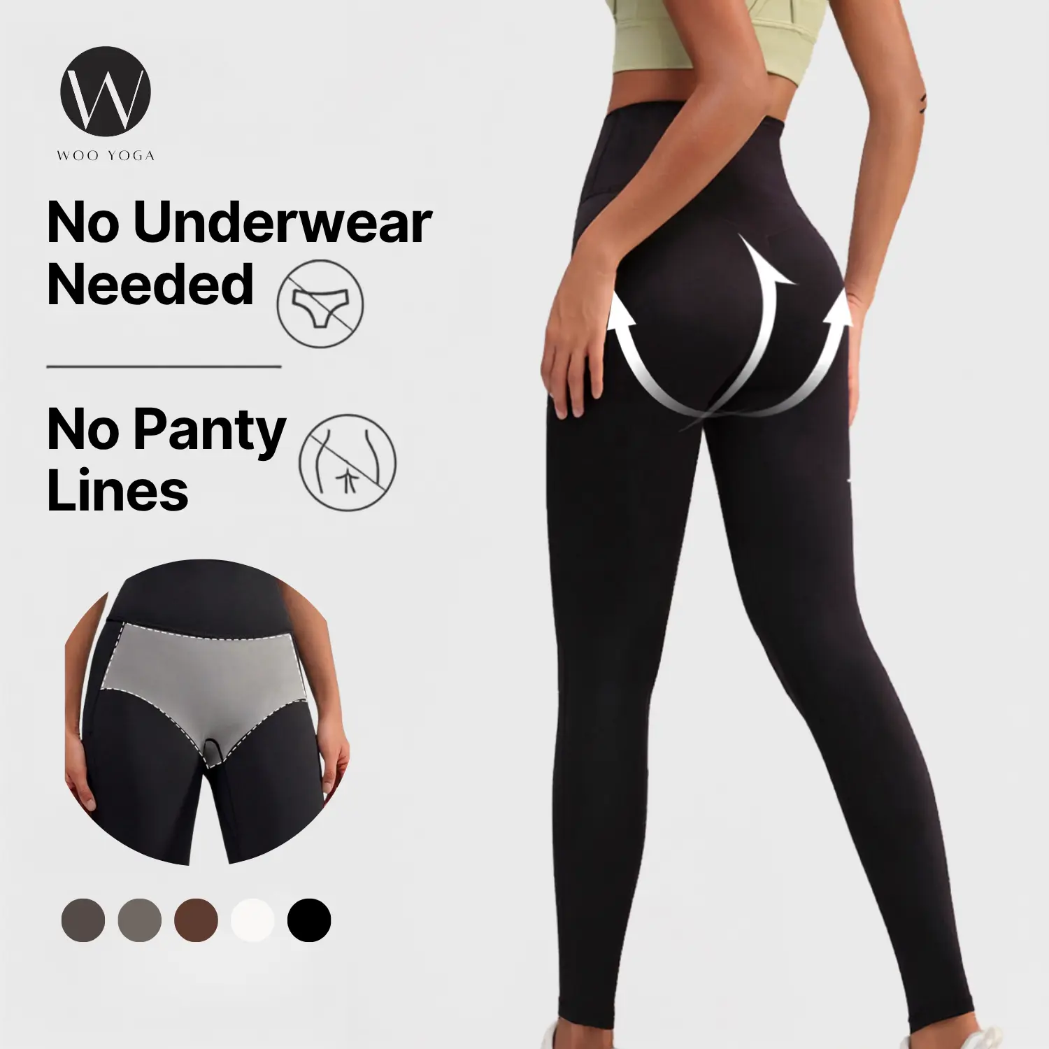 WOO YOGA Women's High Waist Leggings, Leg Imperfection Concealing Tight Fit Pants with Built-in Underwear & Lightweight Compression, Leg Imperfection Concealing Women's Sports Leggings, Lightweight Compression Women's Sports Leggings, Workout Wear