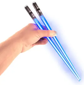 LED Glowing Chopsticks - Reusable Sushi Lightup Sabers Set Of 1 Blue Pair