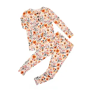 Phoebe RUFFLE TWO PIECE Floral Baby Clothes Adorable Bamboo Set for Toddlers - Soft & Breathable Bamboo Fabric with Functional Buttons - Sizes 24M to 14/16 - Eco-Friendly & Sustainable