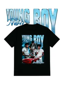YoungBoy 'Never Broke Again' 100% Cotton T-Shirt – Retro 90s Rap Graphic Tee, Red Muscle Car Hip-Hop Apparel, Trendy Streetwear for Gen Z & YoungBoy Fans