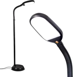 Litespan - Bright LED Floor Reading Lamp for Over Chair Crafts and Reading, Esthetician Light for Lash Extensions, Gooseneck Adjustable Standing Lamp for Living Room, Bedroom, Office - Black