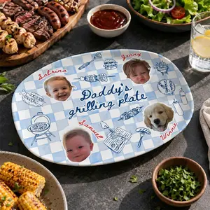 Personalized Photo Dad's Grilling Plate, Custom Baby Face Grill Platter, Father’s Day Gift for Dad