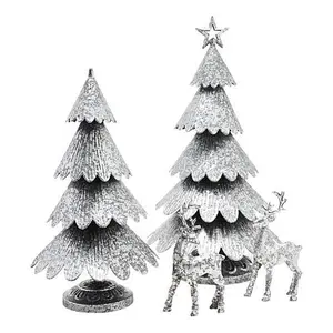 Emryn House 4-piece Galvanized Tree and Deer Set