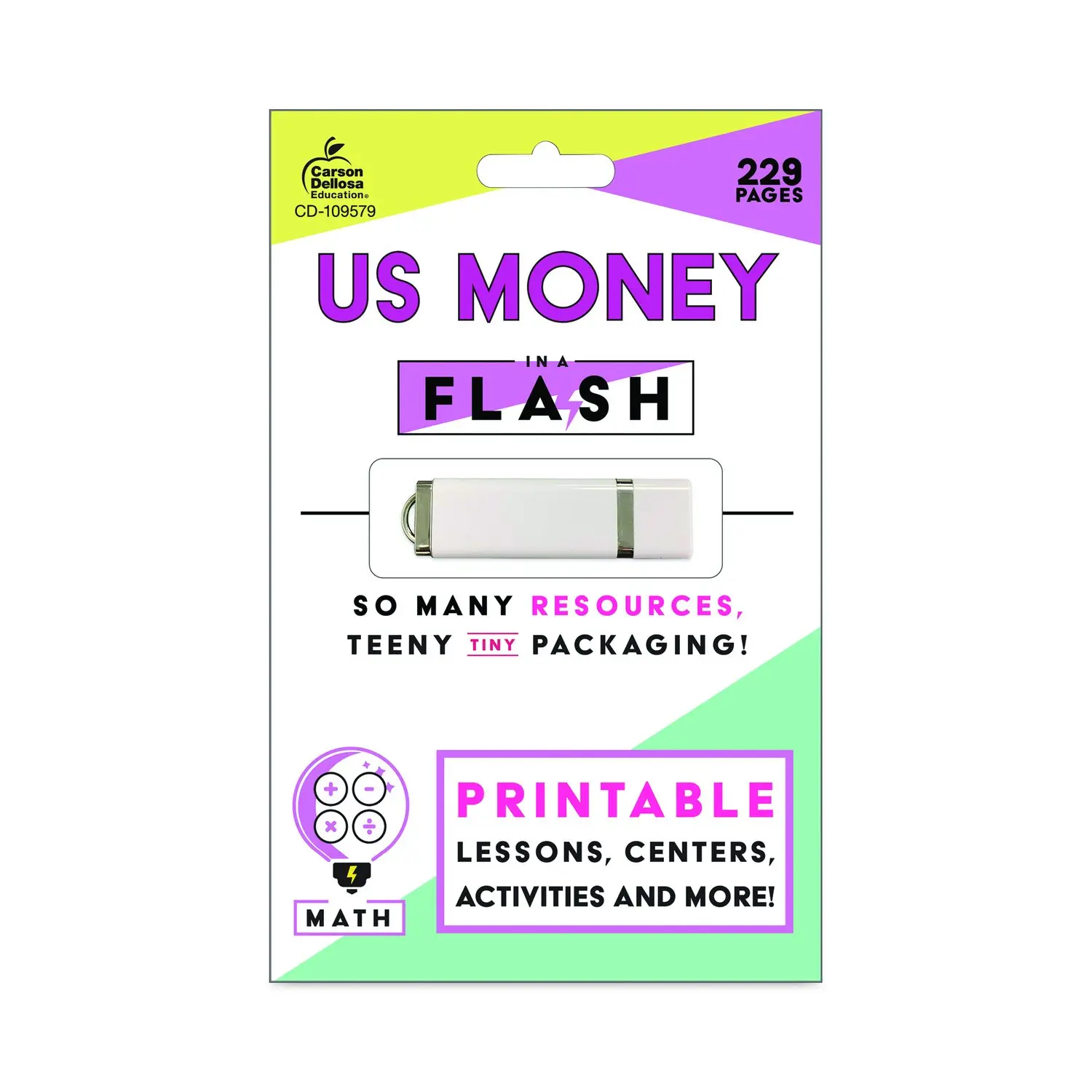 Carson Dellosa In a Flash USB US Money Ages 6-8 229 Pages 109579, Usb Flash Drive, Money Learning