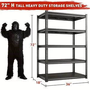 New 72"H Garage Shelving Load 2000 Lbs Garage Storage Shelves Heavy Duty Shelving 5-Tier Adjustable Garage Shelves Sturdy Metal Shelves for Storage Garage Shelf Industrial Shelving 72"H x36"W x18" Organiser Racks