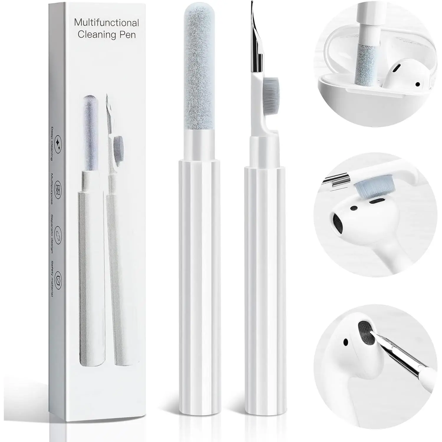 Airpod Cleaner Cleaning Tool Kit for Airpods Pro 1 2 3 Multi-Function Clean Pen with Soft Brush Flocking Sponge for Cleaning  Earphones Headphones  Case Cell Phone Keyboard More