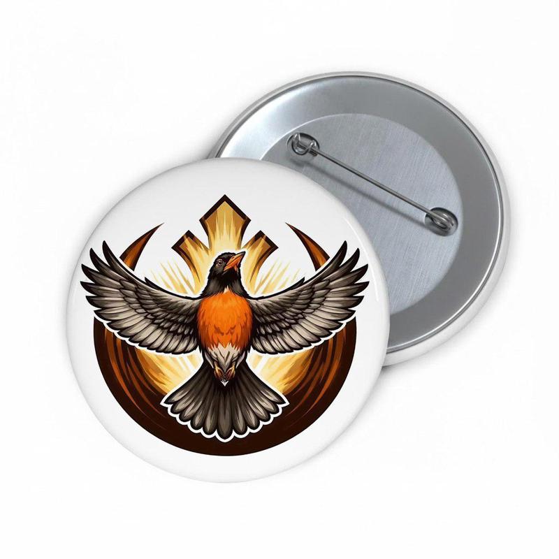 Michgan Bird Logo Button Pin – Colorful Star Graphic Badge for Jackets & Bags