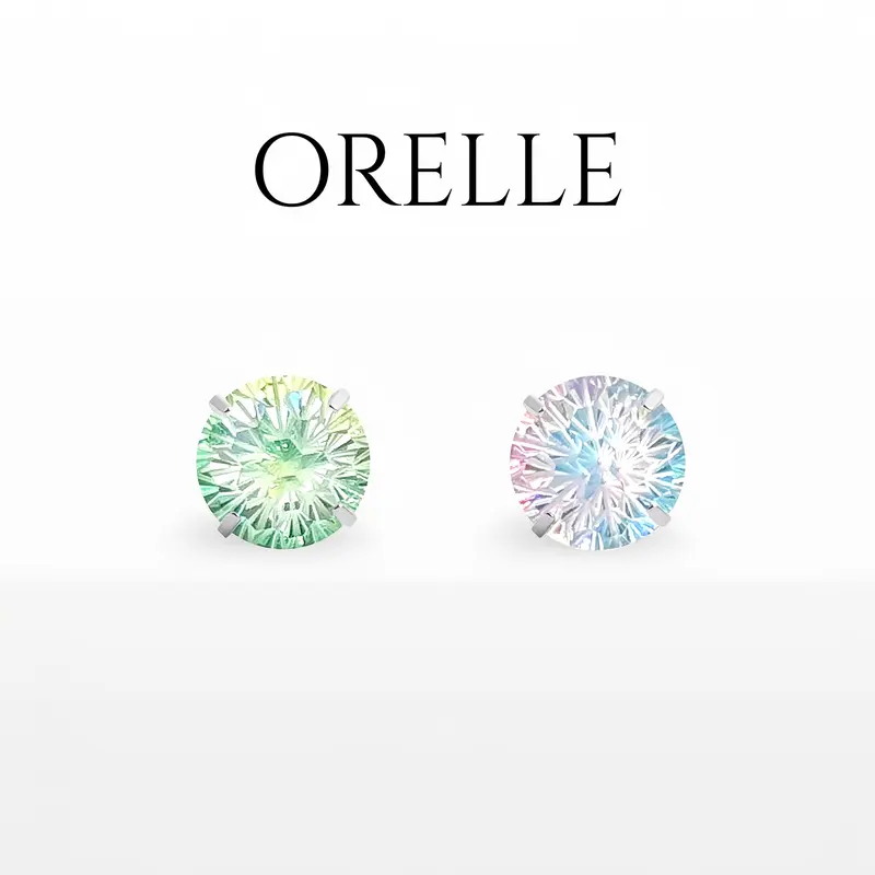 ORELLE 925 Sterling Silver 6mm Screw-On Stud Earrings Set - High Quality Bejeweled Embedded Sparkles Earrings with Cubic Zirconia Firework Cut Dandelion Design, Nickel-Free, Bling Effect, Unisex Daily Gift-Ready Jewelry