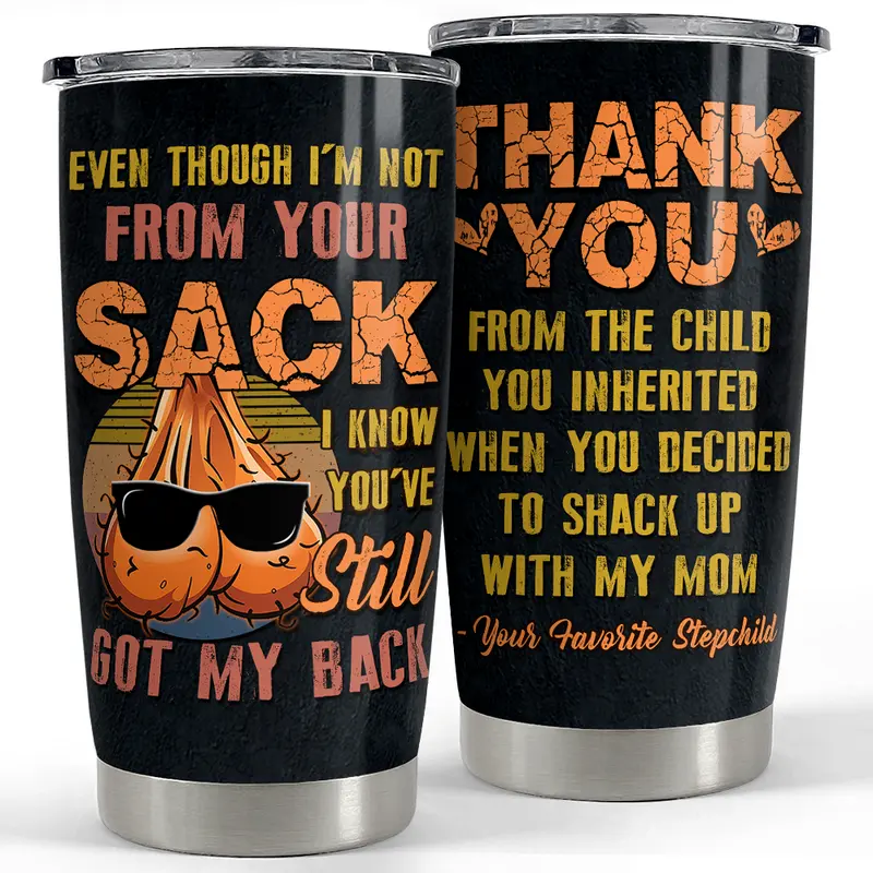20oz (590ml) "With Love" Step Dad Modern 18/8 Steel Safe Stainless Steel Thermal Flask Tumbler - Portable Anti-Scalding Insulated Travel Coffee Mug with Lid, Watercolour Stripes/Solid Print Design, Funny Father's Day Bonus Gift for Drink Use, 24/7 Support
