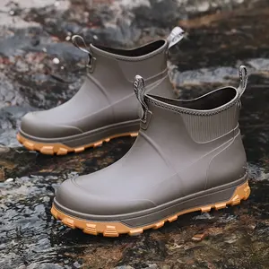 Men'S Summer Waterproof Footwear, Cozy Rain Shoes, Vintage Casual Sports Water Footwear, Stylish Low-Cut Rain Boots, Short Men'S Boots, Ideal for Outdoor Adventures, Gardening, And Work in Wet Conditions