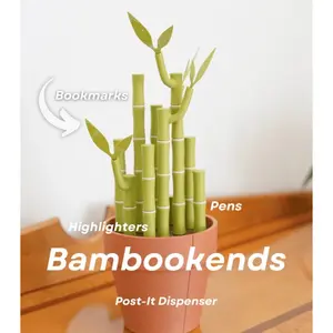 Bamboo Bookends Pens Highlighters Post It Note Dispenser 3D Printed Plant | House Plant Sticky Notes Post-It House Plant Decor