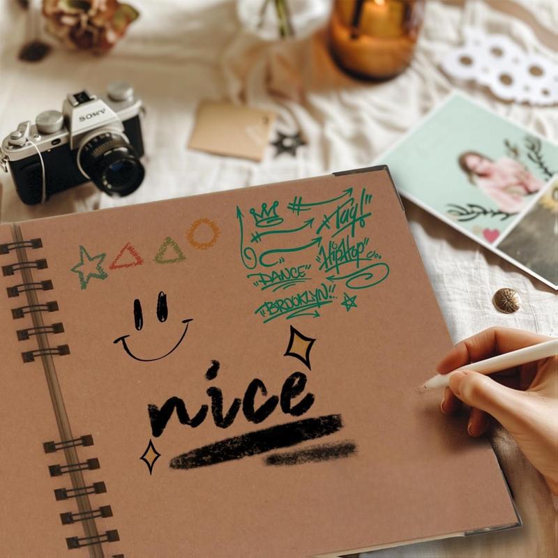 Scrapbook Album, 8 x 8 Inch Scrap book, 60 Brown Blank Pages Scrapbooks, Hardcover Photo Album Scrapbook, Kraft Paper Memory Book, Traveling, Birthday & Holiday Gifts.