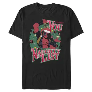 Men's Marvel: Deadpool Naughty List Christmas Wreath T-Shirt