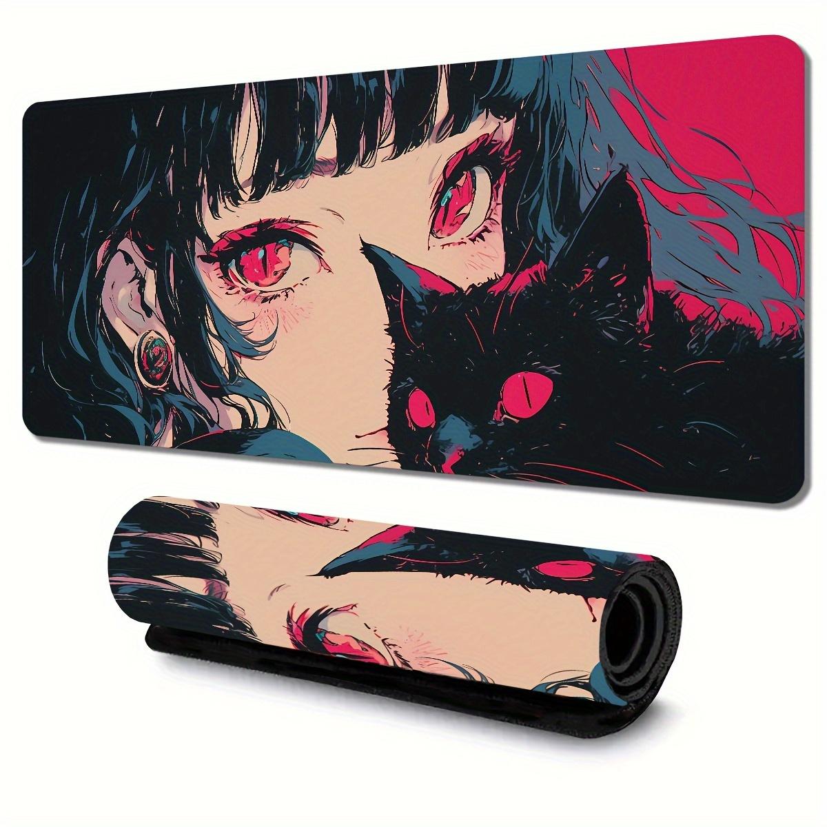 1pc Large Anime Style Mouse Pad-Non-Slip Washable Desktop Mat, with Overlock Design, Office and Game Use, Durable Gift for Boyfriend/Girlfriend, Mouse Pad Suitable for Desktop