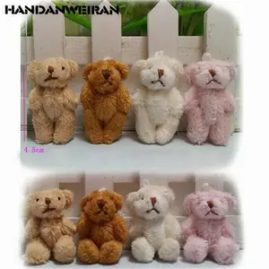 8PCS Mini Plush Bare Bears Toy Small Pendant Lattice Long-Hair Joint Bear Soft Stuffed Toys For Kid Wholesale 4.5CM HANDANWEIRAN