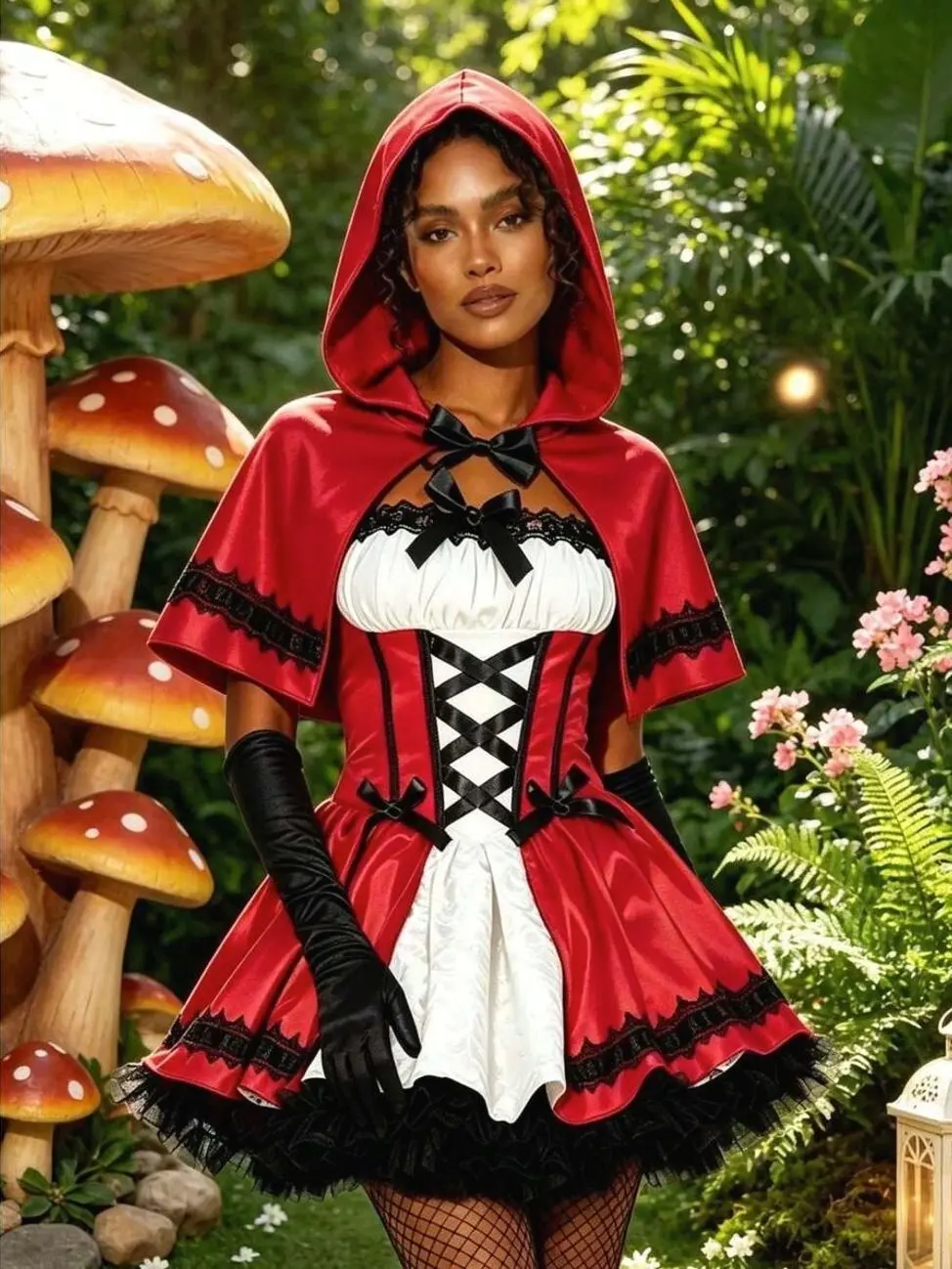 Halloween Costumes For Adult Women, Cute Princess Costumes, Maid Costumes, Lolita Costumes, Red Dress + Hooded Cape Set