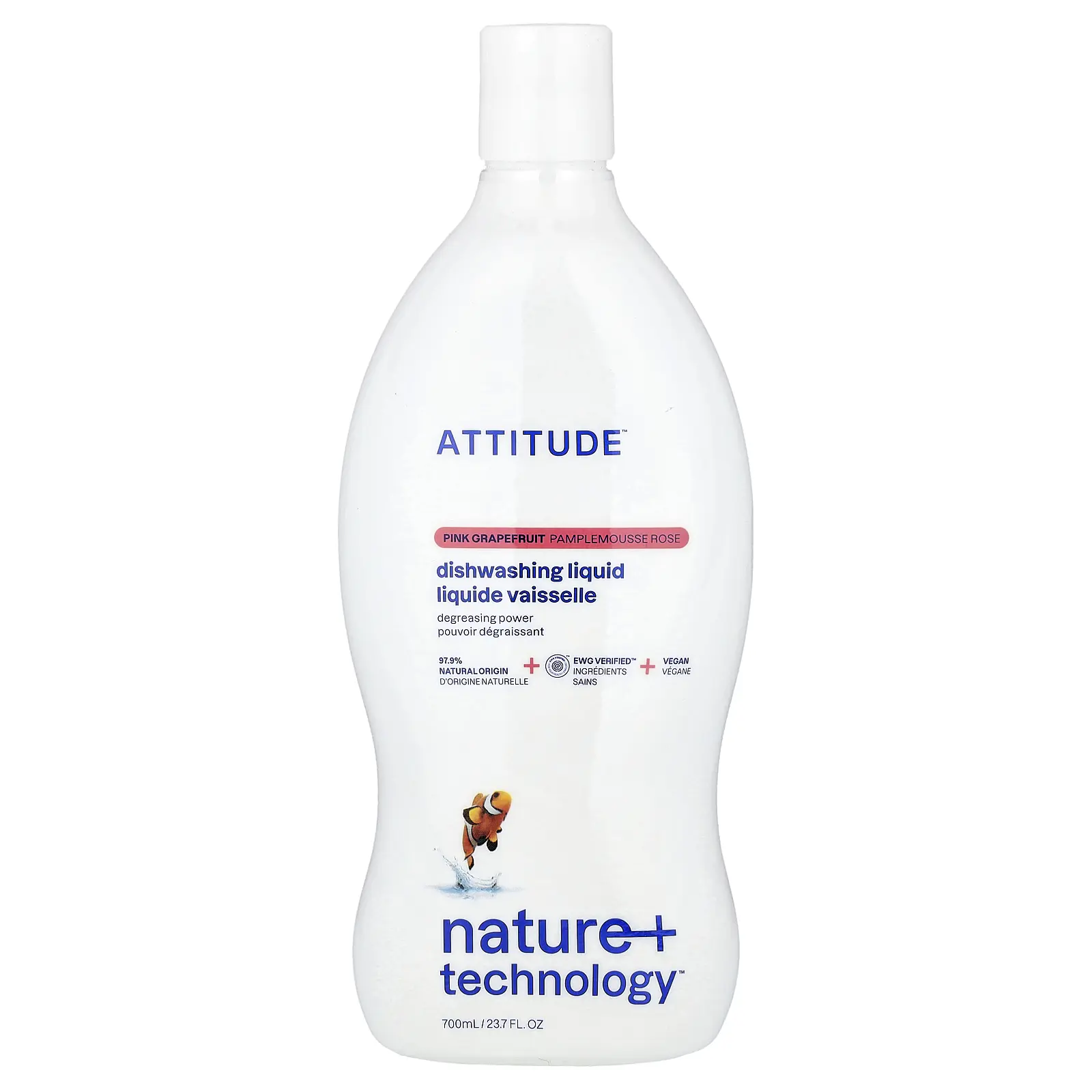 ATTITUDE Nature + Technology™, Dishwashing Liquid, Pink Grapefruit, 23.7 fl oz (700 ml)