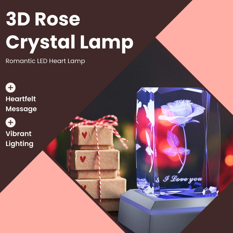 3D Rose Multicolor Crystal Gifts- I Love You ,Perfect Valentines Gift Ideas for Her My Girlfriend Wife Mom - Unique Anniversary Birthday Presents gifts boyfriend,gifts for boyfriend,valentines gift for bf,valentine's day decor
