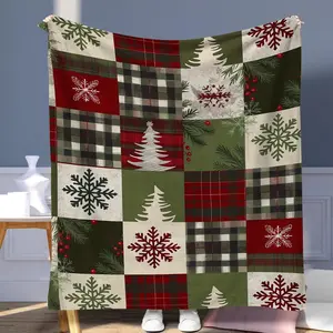 Snowflake & Christmas Tree Pattern Blanket, 1 Count Colorful Soft Warm Throw, Air-conditioned Room Blanket, Warm Nap Blanket for Home & Office