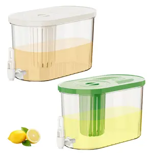 TUZZAN 2PCS of Drink Dispensers for Fridge, 1.2 Gallon(4.5L) Beverage Dispenser with Spigot, Cold Brew Pitcher, Drink Container for Iced Tea, Juice Container, Rectangular, TCBM003