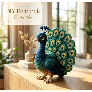 DIY Peacock Crochet Kit for Adults (Not Finished Products, Hand Crocheting Required) - Beginner-Friendly Crochet Set - Comes with All Crocheting Supplies and a Step-by-step PDF Written Tutorial. A Heartfelt Handmade Gift for Family and Friends