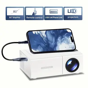 Mini home theater high-definition projector, with remote control, smart phone shared screen, USB connection, 3D, 1920x1080, very suitable for indoor and office use, mini portable projector