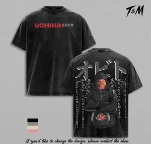 Obito Uchiha Masked Man Naruto Shippuden Vintage Washed Anime T-Shirt, Akatsuki Uchiha Clan Graphic Tee, Oversized Heavyweight Cotton Streetwear Shirt, Unisex Manga Outfit