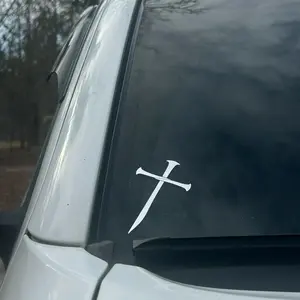 Nailed Cross Decal for Car Windows - Durable Vinyl Sticker for Vehicle Decoration