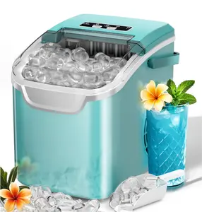 Auseo Countertop Ice Maker, 2 Sizes of Bullet Ice, 26Lbs/24H, 8 Ice Cubes in 6 Mins, Portable Ice Machine with Self-Cleaning for Home/Party/Travel/Camping (Light Green)