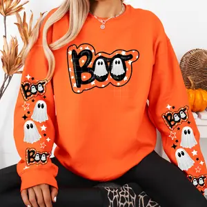 BOO GHOST Graphic T-Shirt  or crewneck or hoodie- HALLOWEEN GHOST, TRENDY T SHIRT Comfort Colors  Womenswear Sweatshirts Casual Long Sleeve