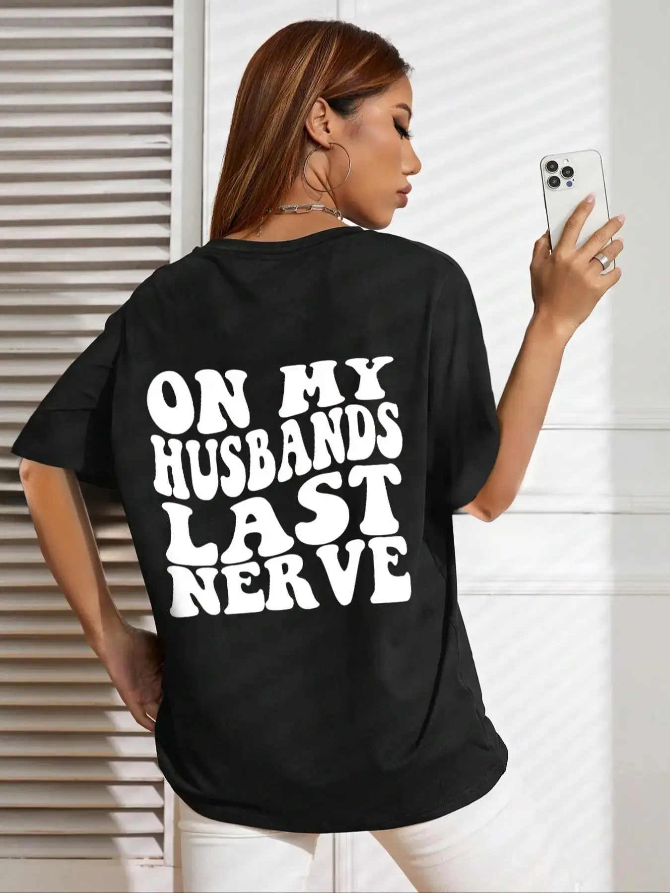 Women's Slogan Graphic Round Neck Drop Shoulder Tee, Fashion Casual Crew Neck T-Shirt for Daily Holiday Wear, Summer Clothes for Women, Women Tops for