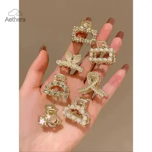 Aethera  Gold Faux Pearl Hair Claw Set 7 Pcs Cute Minimalist Clips for Women Girls Half-up Style Compact All Seasons Use