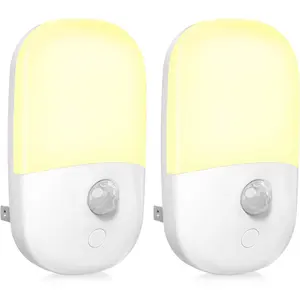 Plug in Motion Sensor Dimmable Night Light, Soft Warm White LED Nightlight with  Motion Sensor, Adjustable Brightness for Bedroom, Bathroom, Kitchen, Hallway, Stairs,2 Pack