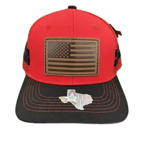 Gorra Red and Black with American Flag Patch and Texas Map Emblem