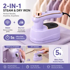 2-in-1 Mini Travel Steamer Iron for Clothes, Portable Fast-Heating Garment Steamer with 90° Swivel Handle, Compact Handheld Steam Iron for Travel, Dorm, Home & Gifts