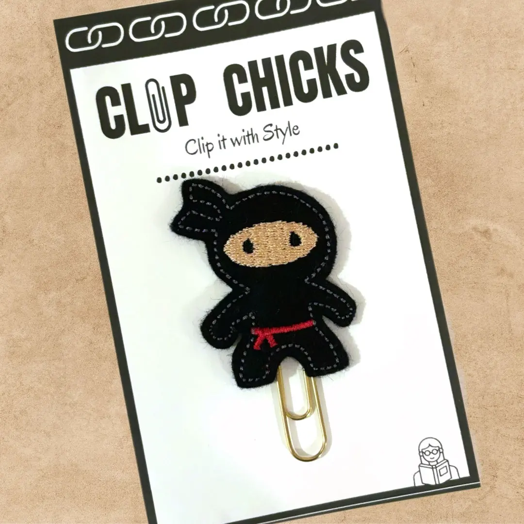 Ninja Novelty Paper Clip, Fun Bookmark, Planner Clip, Journal Accessories, Paper Organizer, Whimsical Gift for Readers and Writers, Reading Incentive, Unique Gifts under $5.
