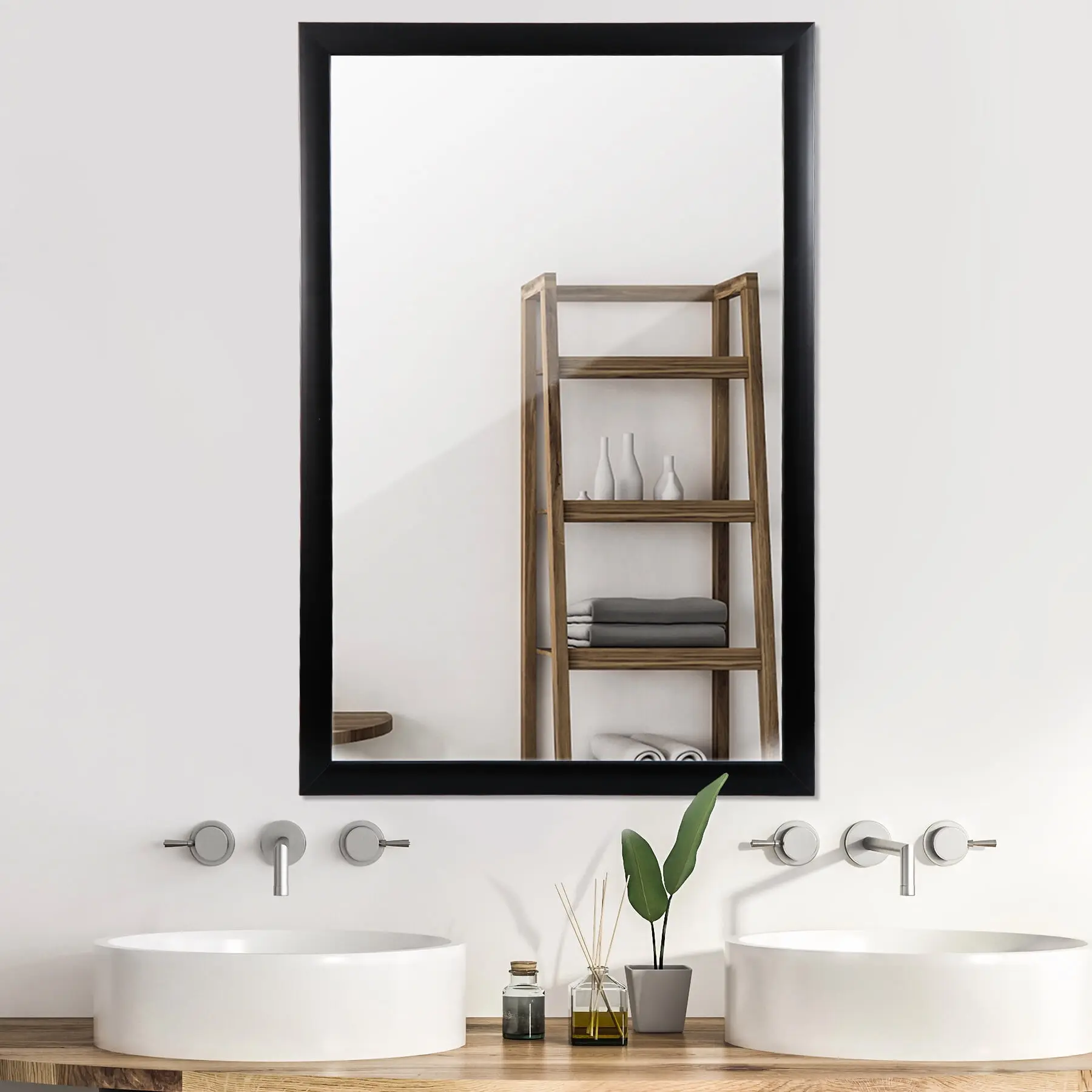 ZENY 24x36-in Contemporary Horizontal Glass & Plastic Rectangle Bathroom Mirror - Wall-Mounted, Distortion-Free, Indoor-Use, Easy Installation with Wall Mounting Hardware (Shipped in Padded Box)