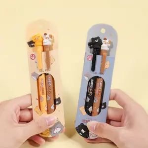 Cute Cat Theme Neutral Pens, High Aesthetic Creative Design, Couple Gift Set, Office Supplies, 2pcs/4pcs Pack