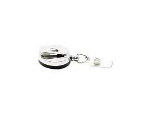 Premier Heavy-Duty Retractable ID Card Reel, 24" Extension, Black/Chrome, 12/Box