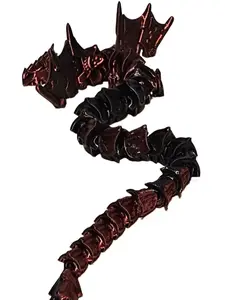 Multicolor Red and Black Articulated Steampunk 12” Dragon - 3D Printed with Moving Parts - Approximately 12.6 Inches Long - Free US Shipping