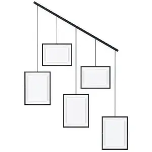 Umbra Adjustable Metal Wall Hanging Photo Display Frame Set - Black, Landscape-Fitting, Modern Room Decor (Model 1013426-040)