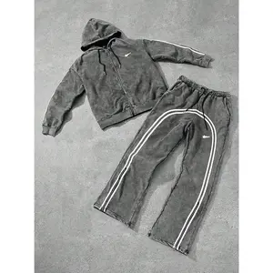 Two-Piece Set Men's Star Print Zip Up Hoodie & Pants, Regular Fit Casual Long Sleeve Hooded Sweatshirt & Jogger Pants for Daily Wear, Men's Two-piece for All Seasons, Fall outfit