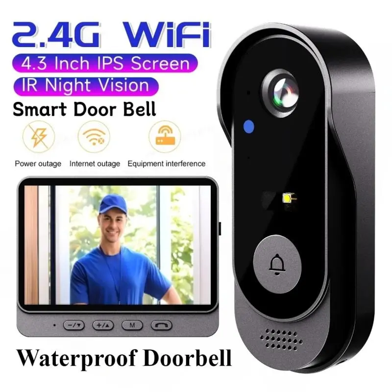 X8 Wireless Doorbell Camera, Rechargeable 2.4G WiFi Smart Video Doorbell, Modern Home Security Doorbell with Night Vision, Private Two-Way Audio Intercom, Waterproof Surveillance Security Camera, Home Security System