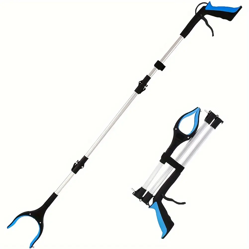 Lightweight Aluminum Arm Extender 43" Extra-Long Foldable Grabber Tool with Magnetic Tip for Elderly, Bedroom, Bathroom, Kitchen, Patio, Floor Cleaning